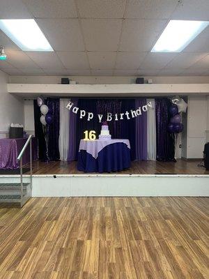 Was able to create a back drop get my linens for a sweet 16 event.