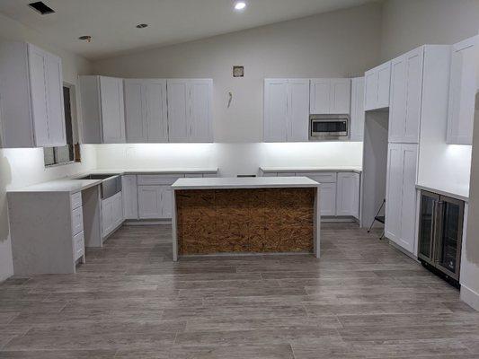 Quartz kitchen with waterfalls