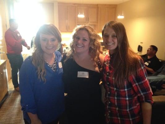 Shelly, Samantha, and Addison at the Mavs game for our office Christmas party!