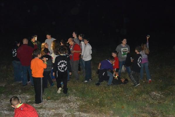 Lots of room for us to play flashlight games with the kids. The favorite was Manhunt - but corn-sack races were also a highlight