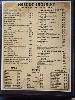 Breakfast menu