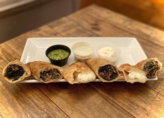 Triple Cheese Empanada, Mushroom Spinach Empanada and Mushroom, Spinach Cheese Empanada (all great).