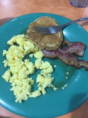 Pancakes, eggs, bacon