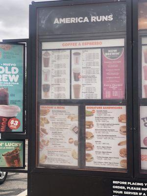 Drive thru menu