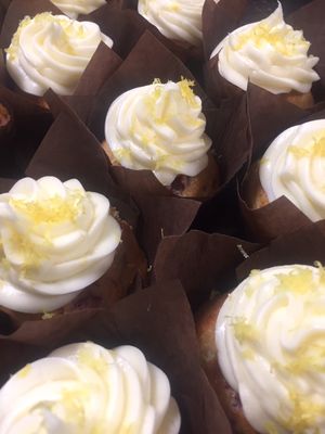 Raspberry cupcakes with lemon buttercream.