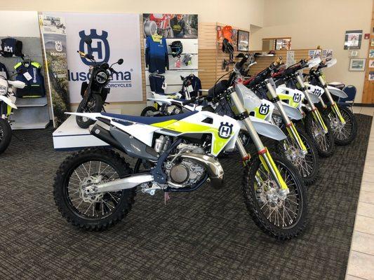 Huge selection of Husqvarna bikes inside our showroom floor!