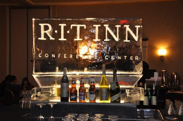 Ice Sculpture with RIT Inn & Conference Center's Logo