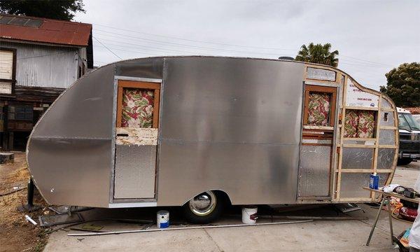 1950's Roadmaster in the process of having new exterior skins put on.