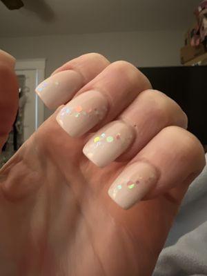 Nails with holographic confetti sparkles