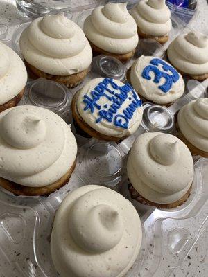 A dozen marble birthday cupcakes!