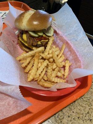 Bacon Double Cheese Burger with Fries