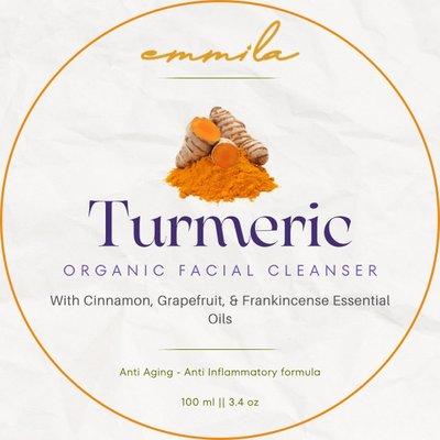 Organic facial cleanser with turmeric and essential oils.