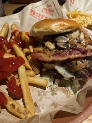 Mushroom Swiss Burger*with bacon