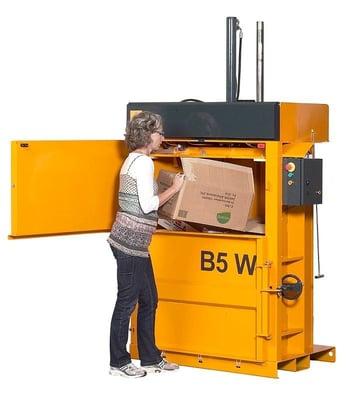 One of our B Series Balers. The B5 is a stock room baler - 40 inch Baler with 110V, can easily be plugged into the wall...