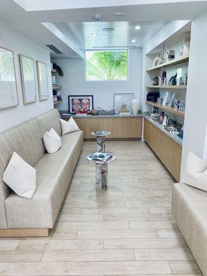 Comfortable waiting area inside Waverly Dermspa!