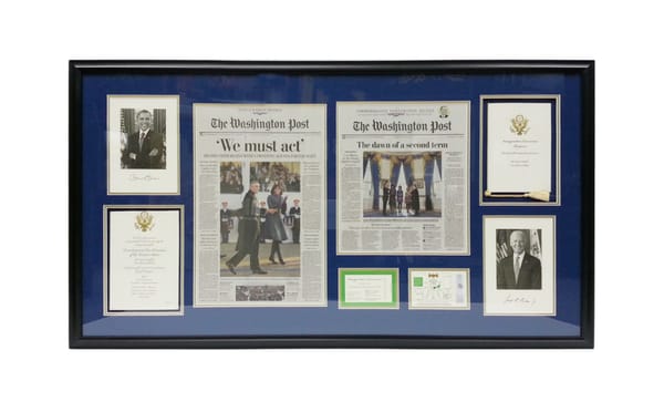 This collection of mementos is archived into a beautiful presentation outlining President Obama's second election into office.