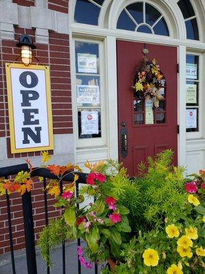 Beautiful front door welcomes guests.