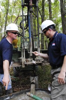 Drilling a small diameter shallow well.