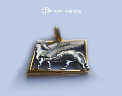 Lamassu Pendant www.FarhadianGold.com ------------------------- ~5 gr 18k gold worldwide shipping Free USA shipping