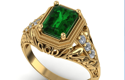 The Empress! Emerald and Diamonds set in 14k yellow Gold. (available in other Gems)