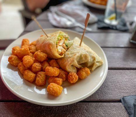 Southwest chicken wrap and tots