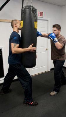 going hard on the Heavy Bag. great cardio/calorie burner