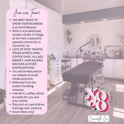 Work at XOJO Beauty in Camarillo! Message us for a tour