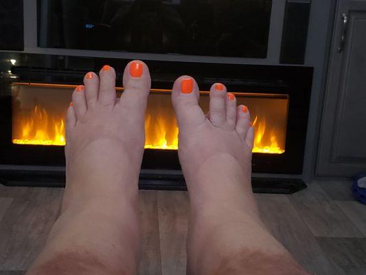 After picture of my beautiful clean feet and pampered toes.