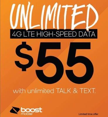 We have the best plans here at Boost Mobile call for more details.