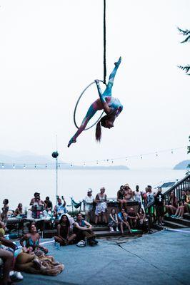 Aerialist at music festival