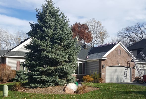 Our crew installing a new roof project.