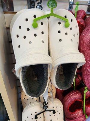 White lined crocs