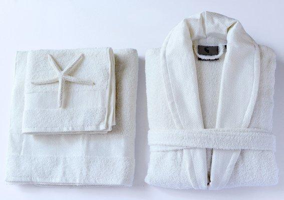 100% Turkish cotton luxurious terry cloth bathrobe.