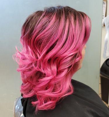 Fun Pink Balayage - Done by Stephanie Hope from Mandala Hair Studio Coral Springs