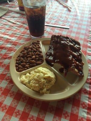 One meat baby back BBQ plate