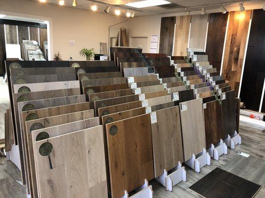 100's of flooring options (Laminate, Vinyl, LVT, Solid Hardwood, Engineered Hardwood) available at our showroom