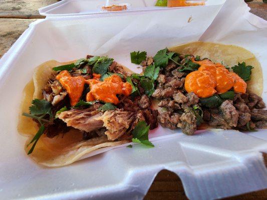 Carnitas and Steak Tacos