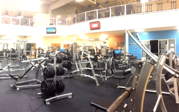 Part of the weight room on the first floor