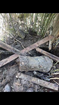 Pulling out old fence Concrete!