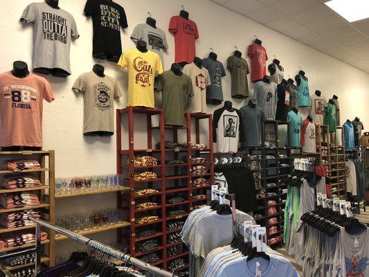 One side of the store t-shirt display.