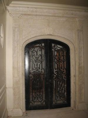 Hand carved limestone entry molding