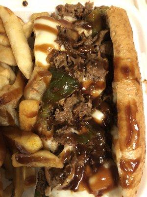 Philly Cheesesteak and Fries.