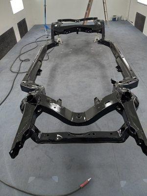 Freshly painted frame for the 66 Pontiac project.