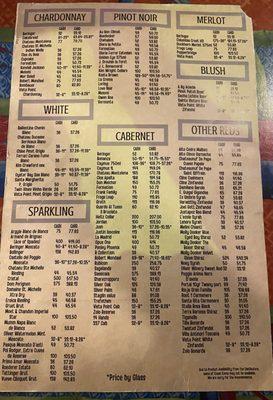 Drink menu