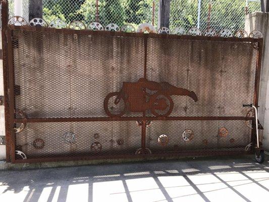 Iron gate for motorcycle museum