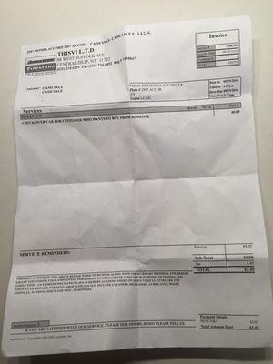 The bill for a basic car check