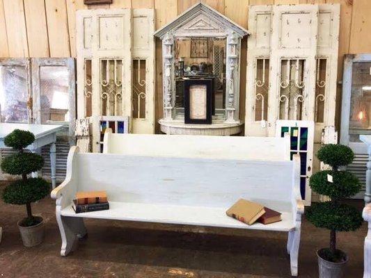 Our cypress scroll bench is a reproduction of an antique church pew. Handmade and finished in our Dermott, AR woodshop 100% Made in USA