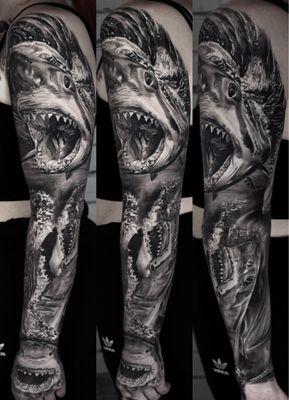 Healed great white shark sleeve