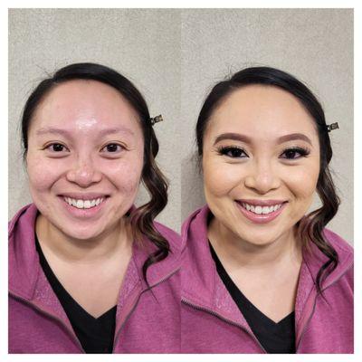 Makeup before and after