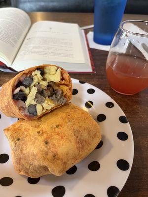 Sunrise burrito and pear mimosa